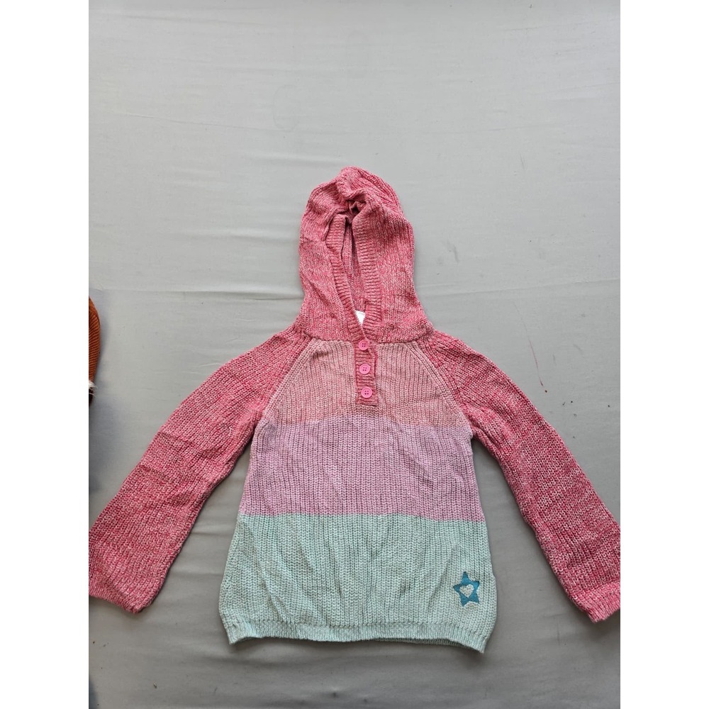 Bitty Baby American Girl Girls Pink Colorblock Knit Hoodie Sweater Size 5